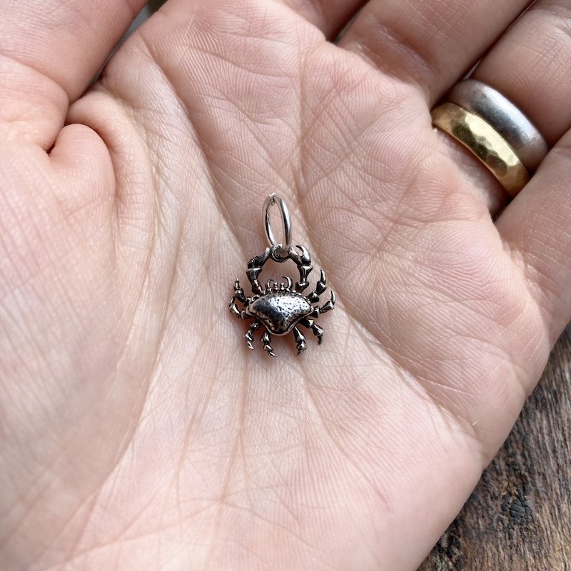 Vintage Sterling Silver Crab Pendant