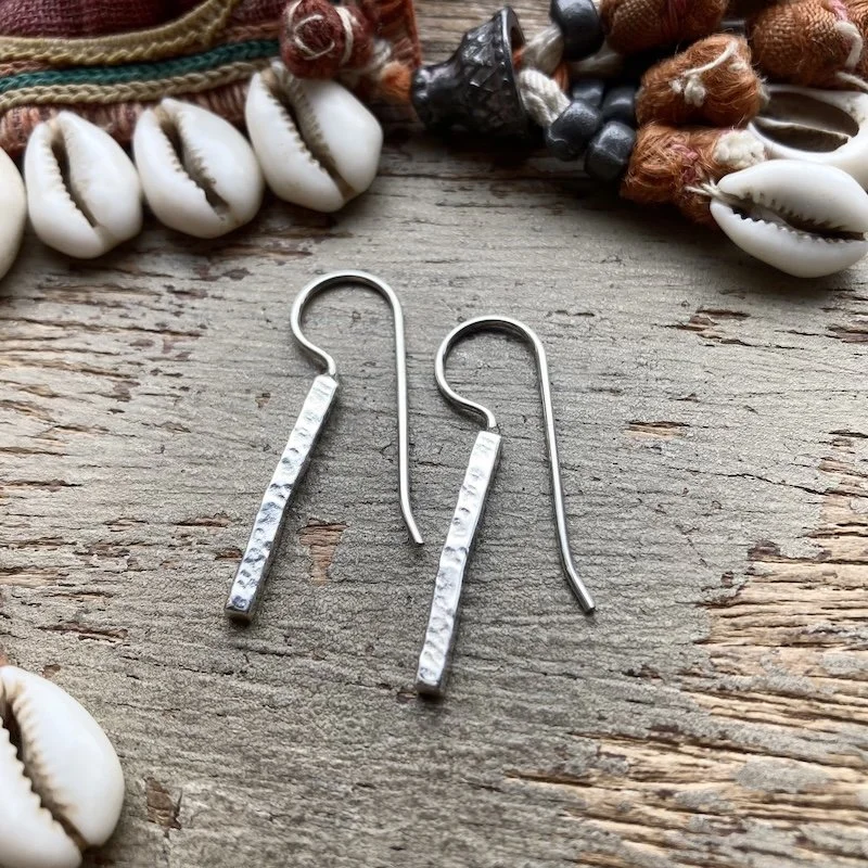 minimalist hammered sterling silver earrings 1.jpeg