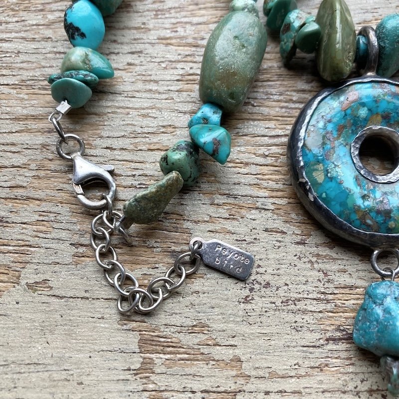 Peyote Bird turquoise and sterling silver necklace 4.jpeg