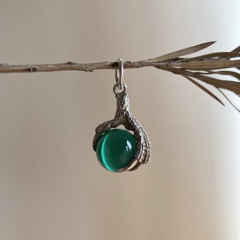 Beautiful Vintage Sterling Silver Claw and Orb Pendant