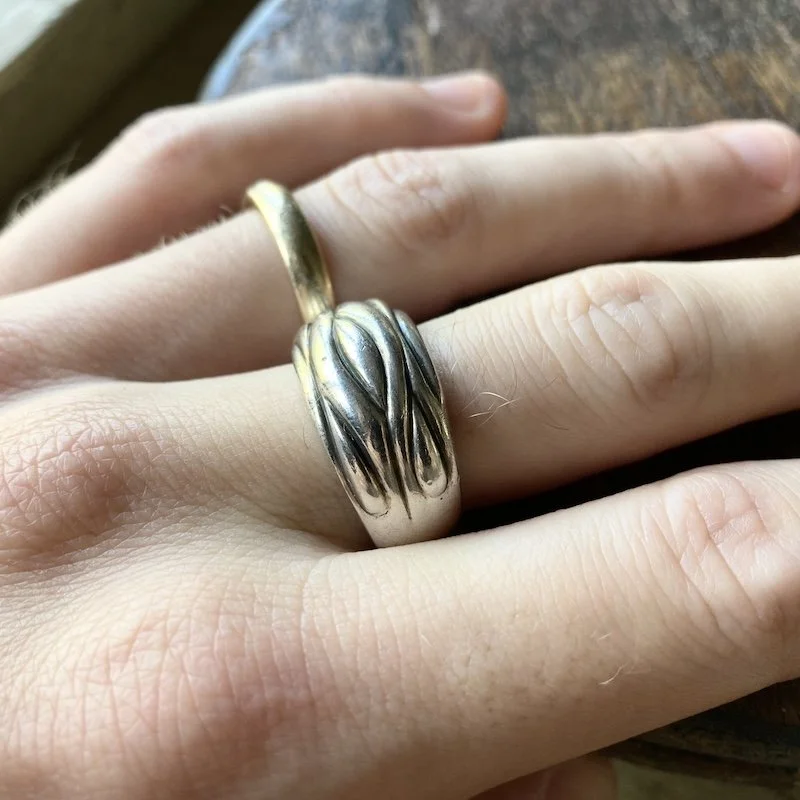 chunky solid silver textured ring 5.jpeg