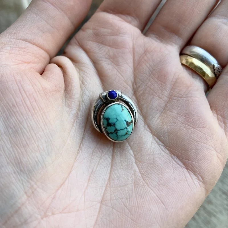 vintage sterling silver turquoise and lapis lazuli ring 3.jpeg