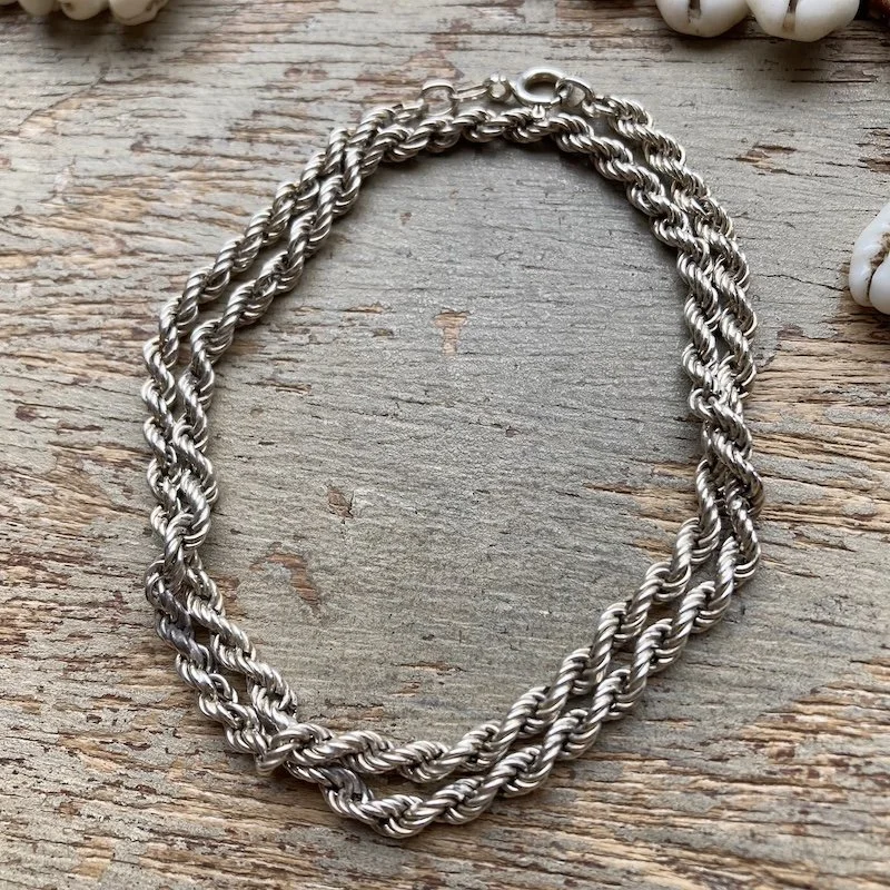 Fab Vintage Sterling Silver Rope Twist Chain 16.5”