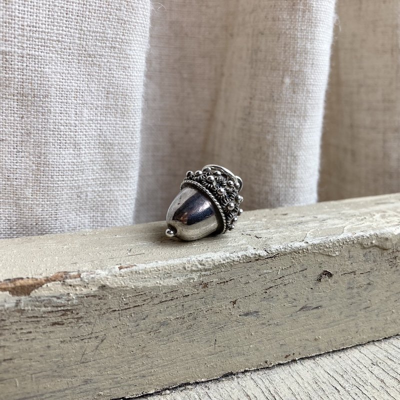 Cute Vintage Sterling Silver Acorn Pendant