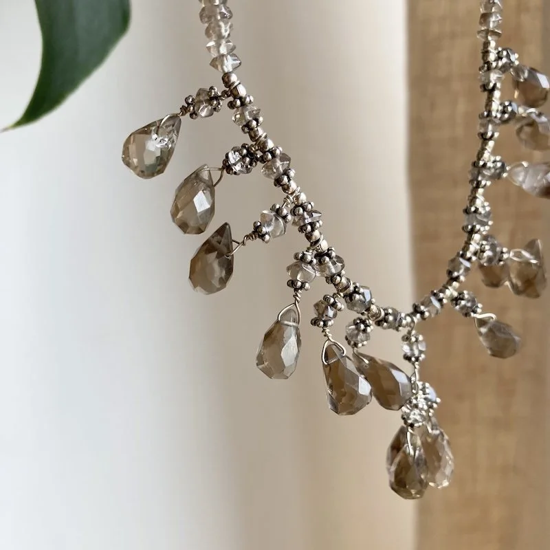sterling silver and smokey quartz crystal necklace  2.jpeg