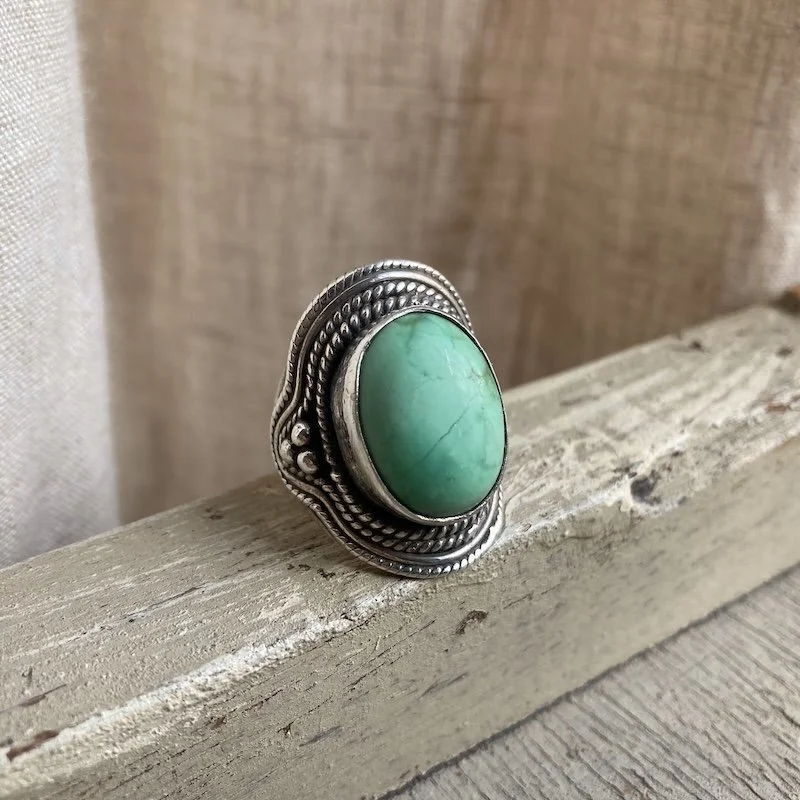 vintage sterling silver and turquoise ring.jpeg
