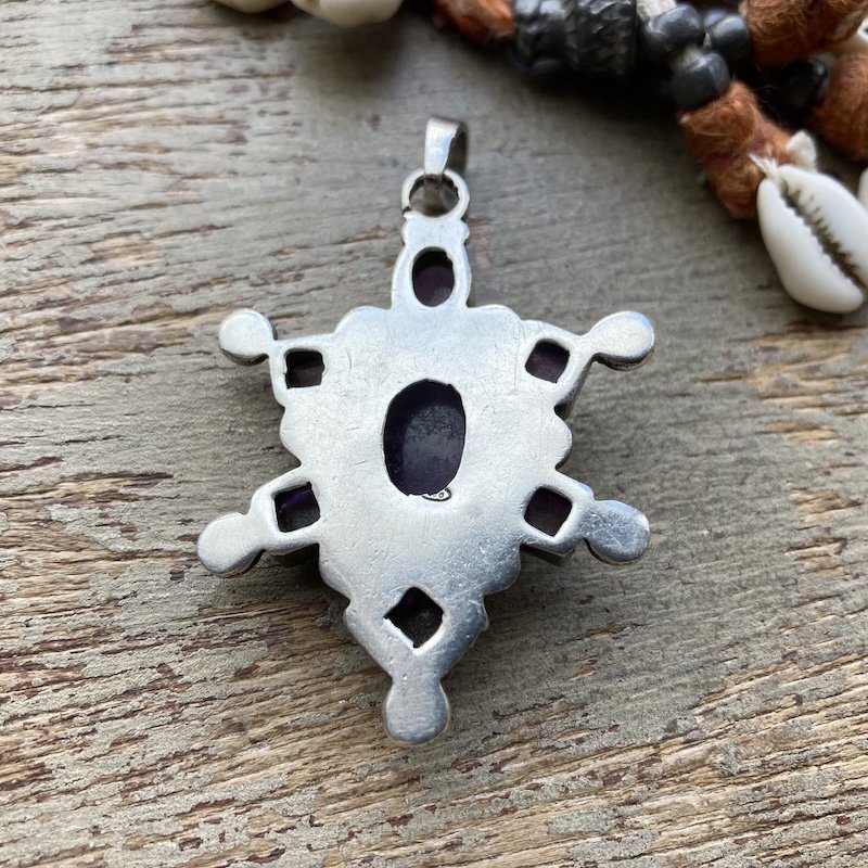 Amazing Vintage Ornate Sterling Silver Amethyst Pendant