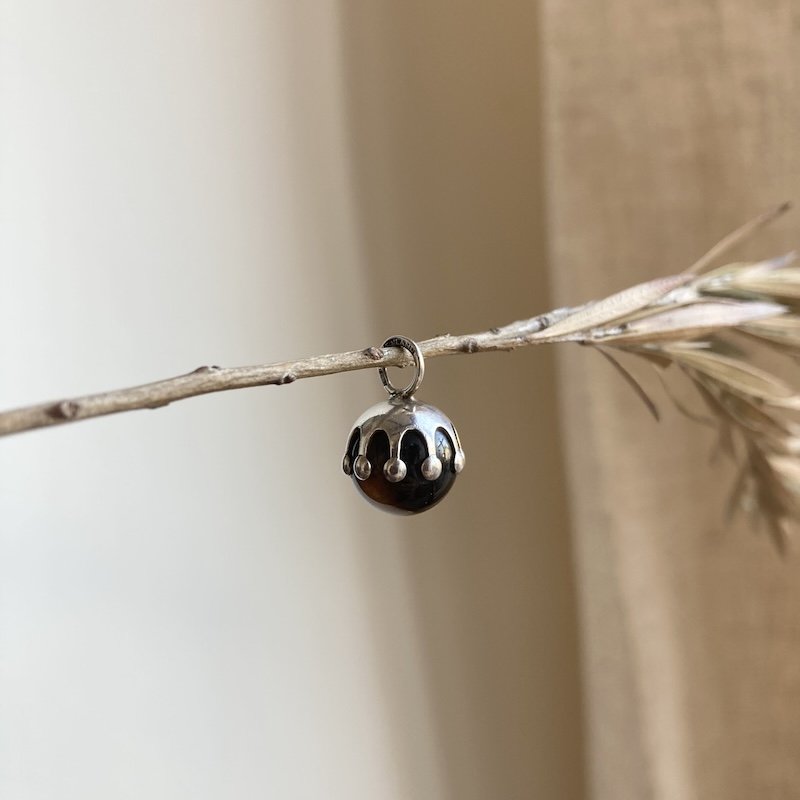 Cute Little Vintage Sterling Silver Tiger's Eye Pendant