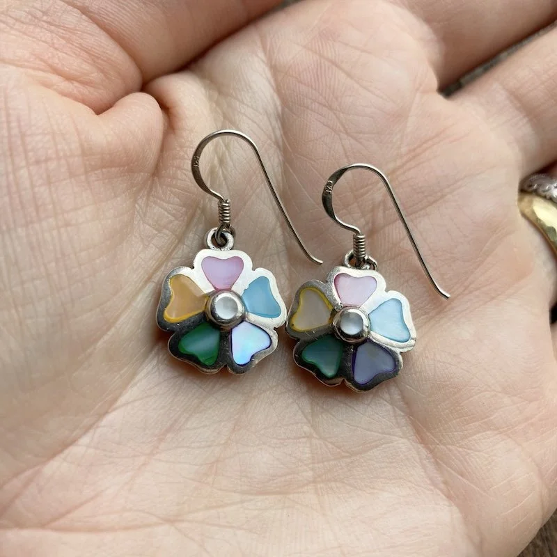 vintage sterling silver colourful flower earrings 4.jpeg
