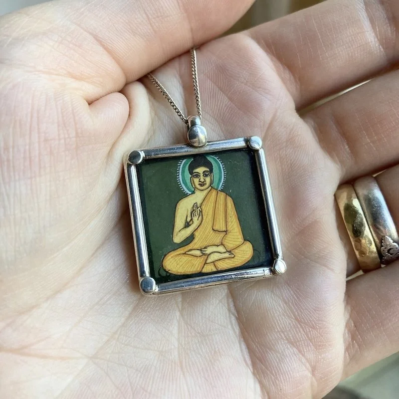 vintage handpainted sterling silver Indian buddha necklace 3.jpeg