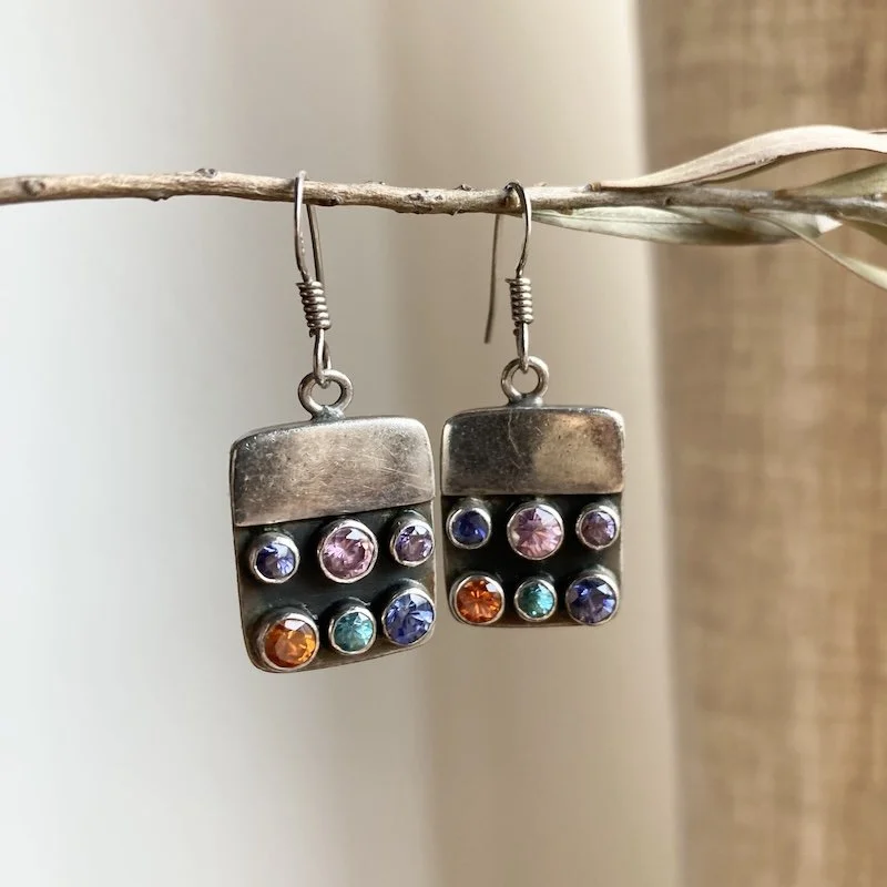 vintage solid silver sparkly glass earrings 4.jpeg