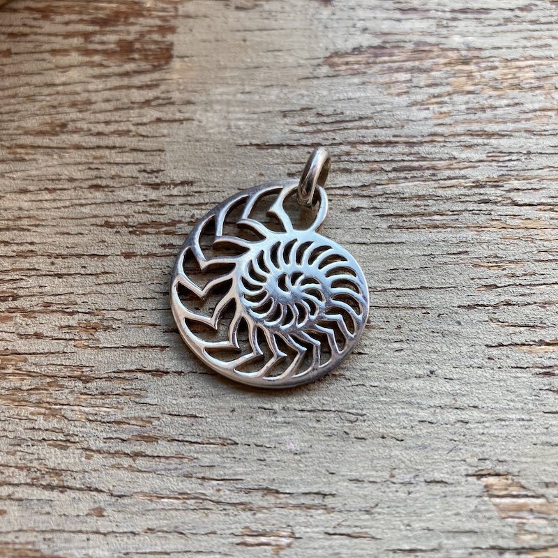Lovely Vintage Sterling Silver Fossil Pendant