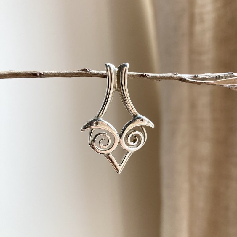 Beautiful Sterling Silver Spiral Bird Pendant