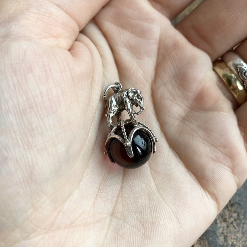 Beautiful Vintage Sterling Silver Elephant Pendant