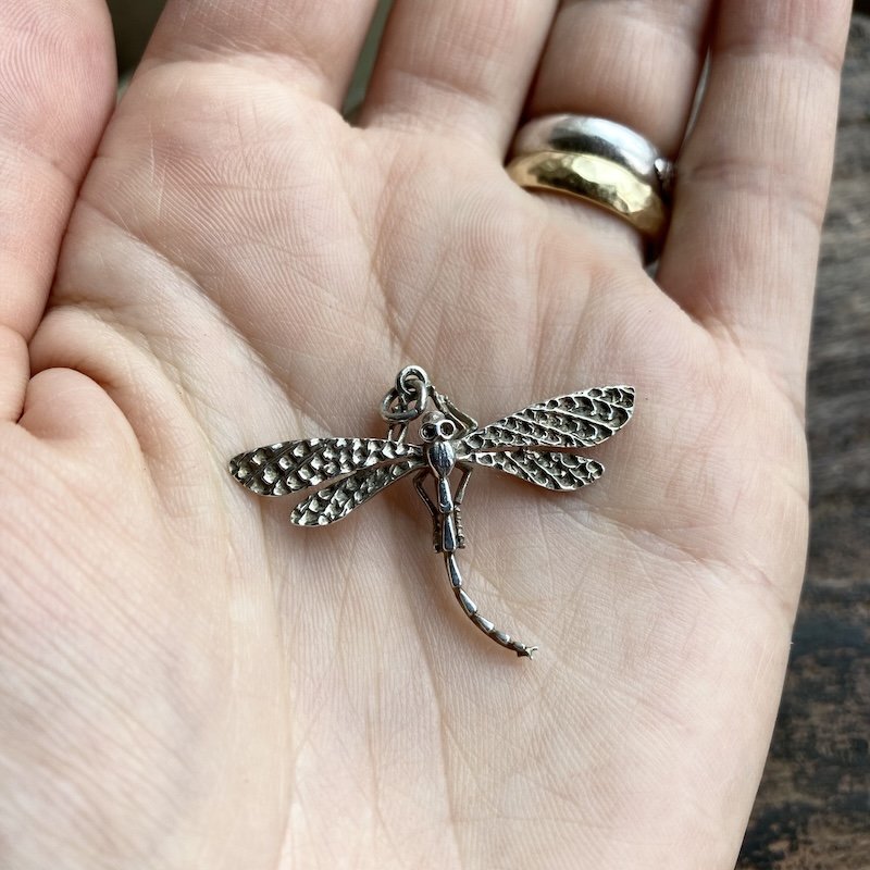 Lovely Vintage Sterling Silver Dragonfly Pendant