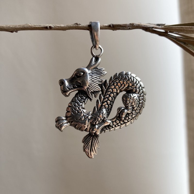Amazing Solid Silver Dragon Pendant