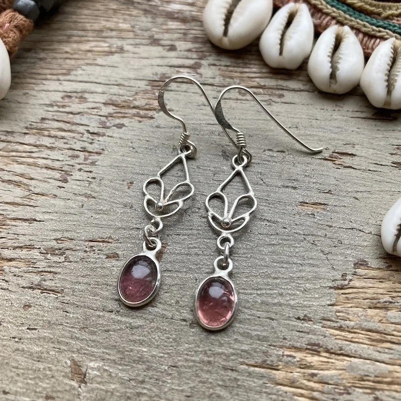 vintage sterling silver and pink tourmaline earrings 2.jpeg
