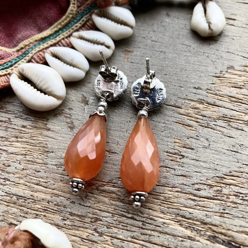 Indian sterling silver and carnelian droplet earrings 3.jpeg