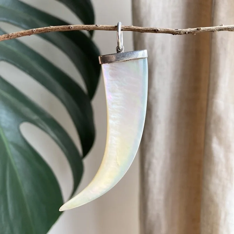large vintage sterling silver and mother of pearl tusk pendant 4.jpeg