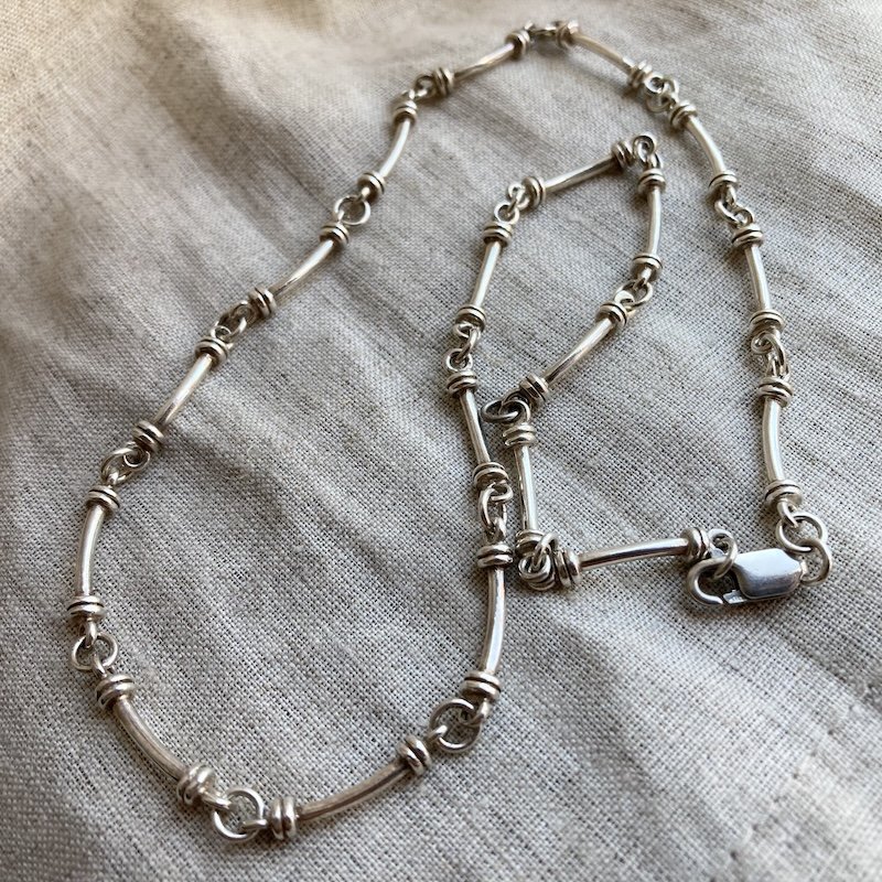 Amazing Vintage Solid Silver Bar Link Necklace