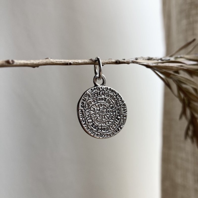 Lovely Vintage Silver Phaistos Disc Pendant