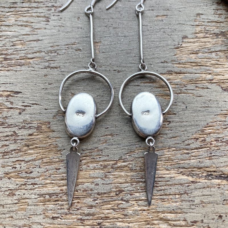 Funky Vintage Modernist Sterling Silver Dangly Earrings