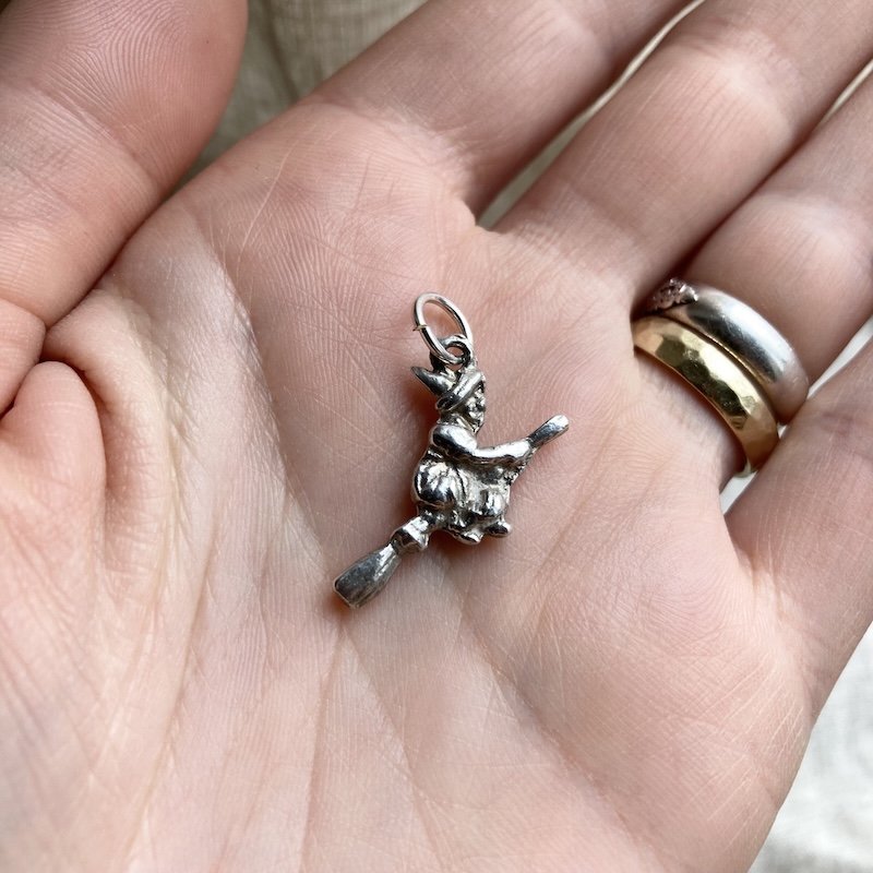 Vintage Sterling Silver Witch Pendant / Charm