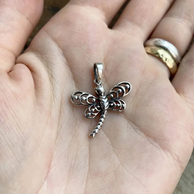 Cute Little Sterling Silver Dragonfly Pendant