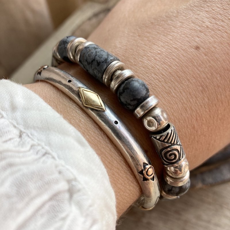 Anne Farag Handmade Sterling Silver Beaded Bracelet