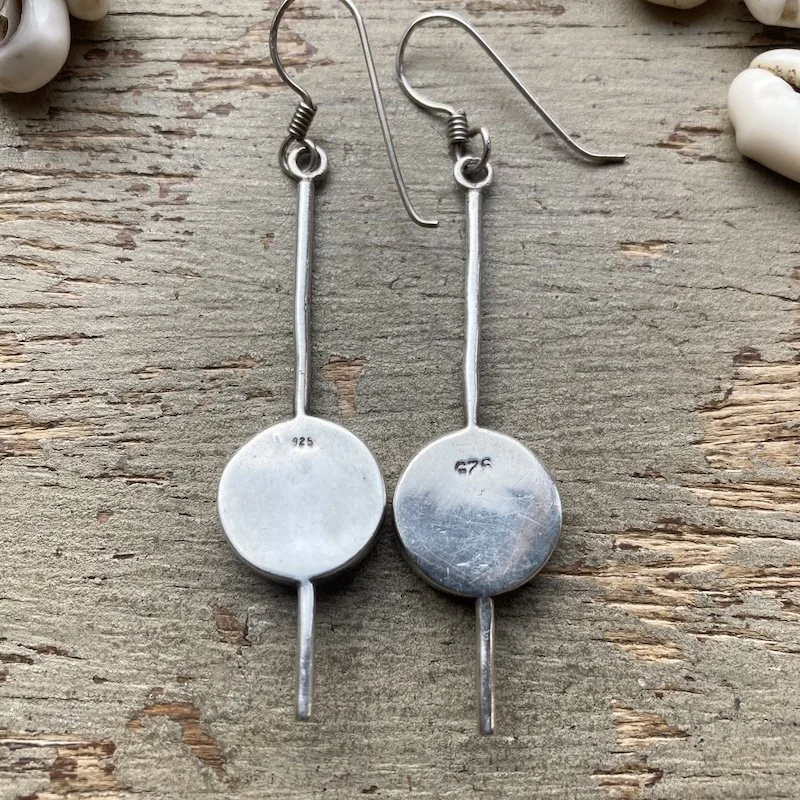 Vintage Sterling Silver Modernist Carnelian Earrings