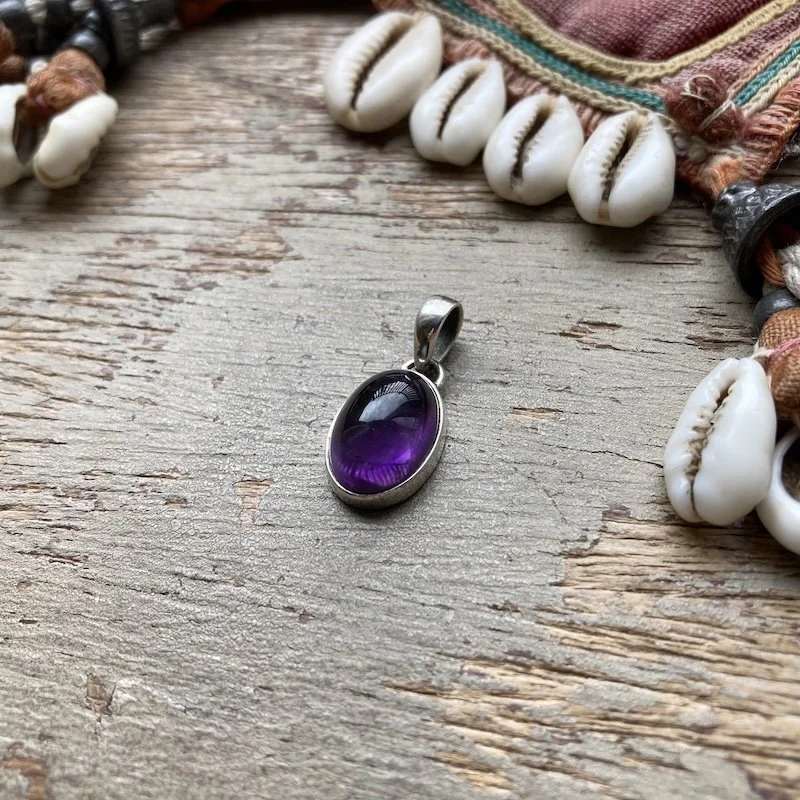 Lovely Sterling Silver Simple Amethyst Pendant