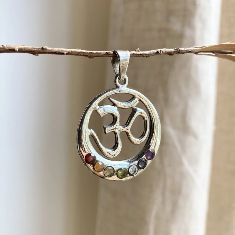 sterling silver rainbow Om pendant 4.jpeg