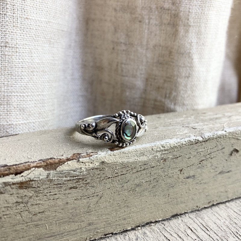ornate sterling silver and abalone shell ring 1.jpeg