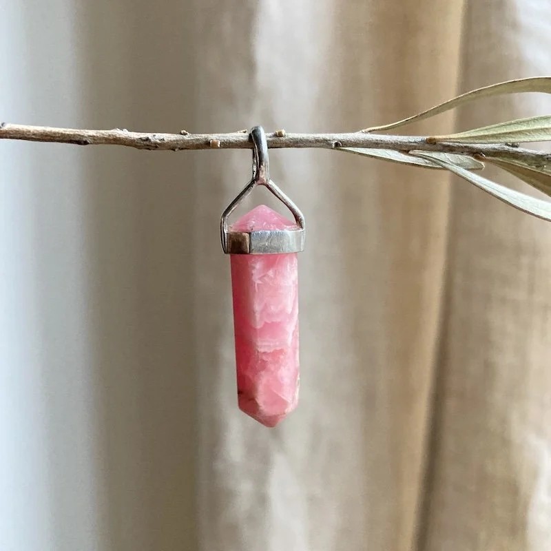 sterling silver rhodochrosite crystal point pendant.jpeg