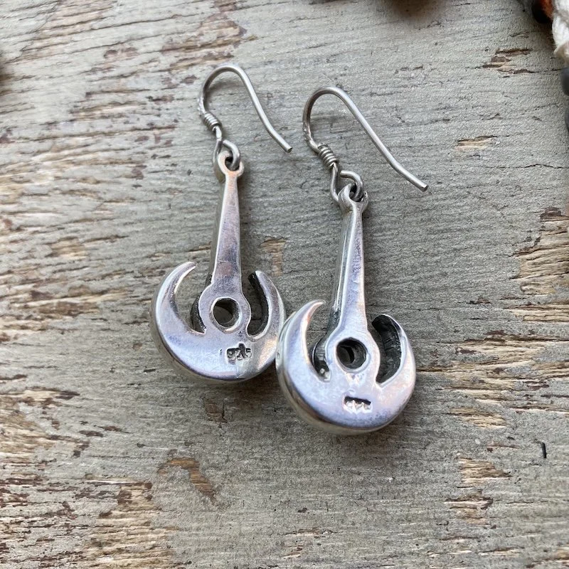 Funky Vintage Sterling Silver Crescent Earrings