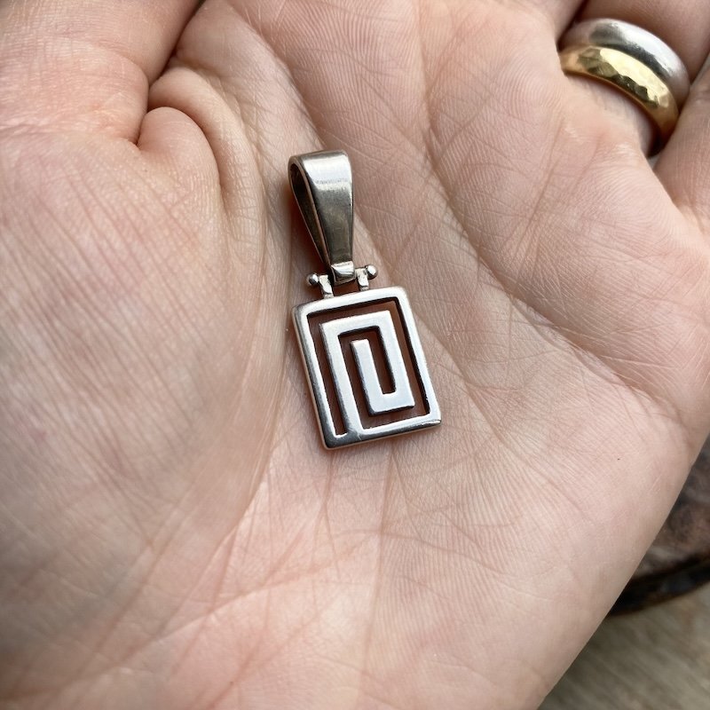 Funky Sterling Silver Square Spiral Pendant