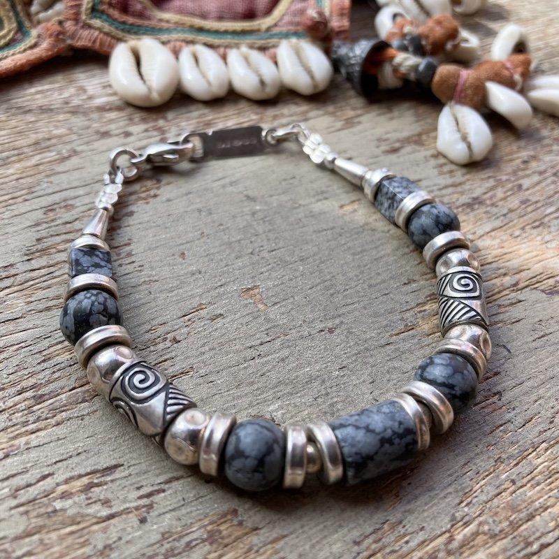 Anne Farag Handmade Sterling Silver Beaded Bracelet