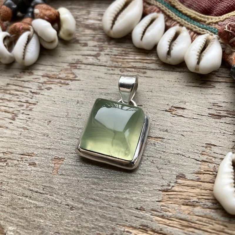 Dreamy Sterling Silver Prehenite Pendant