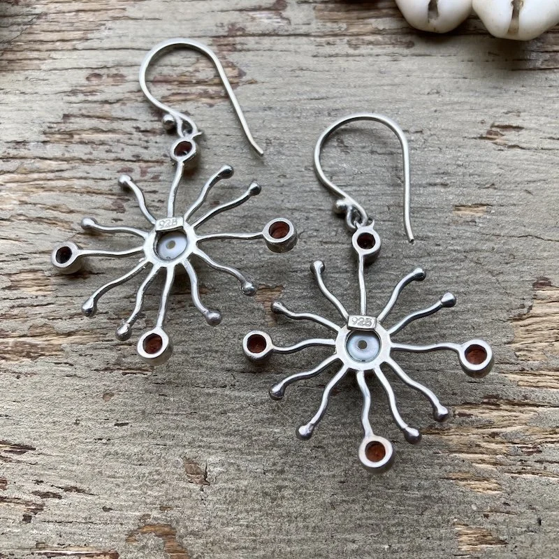 Magical Sterling Silver Pearl and Garnet Earrings
