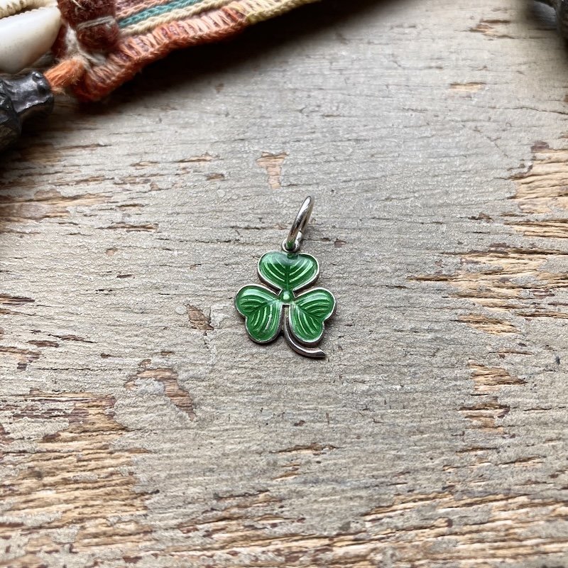 Pretty Vintage Sterling Silver and Enamel Clover Pendant