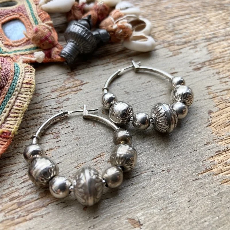 Southwestern sterling silver beaded hoops 2.jpeg