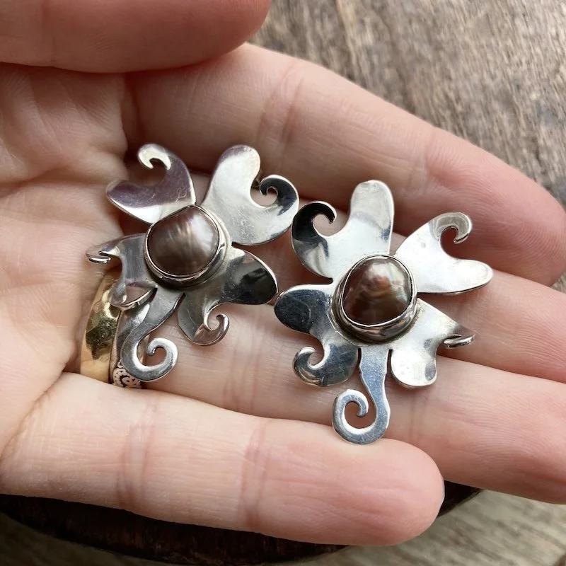 beautiful large sterling silver and baroque pearl earrings 3.jpeg