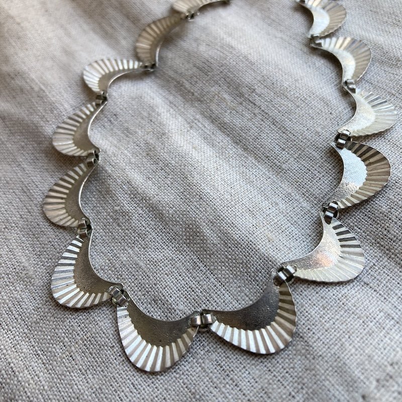 Beautiful Vintage Sterling Silver Crescent Necklace