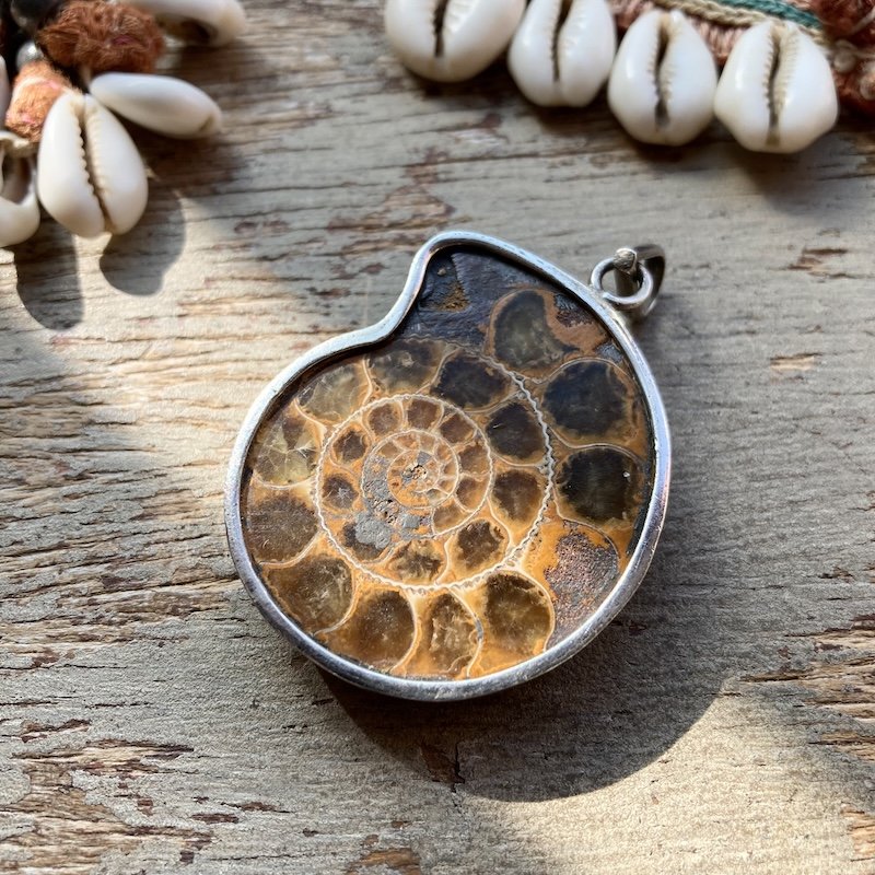Beautiful Vintage Sterling Silver Ammonite Pendant