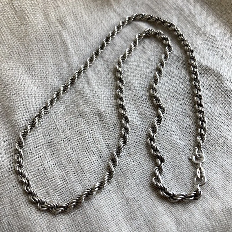 Fab Vintage Sterling Silver Rope Twist Chain Necklace