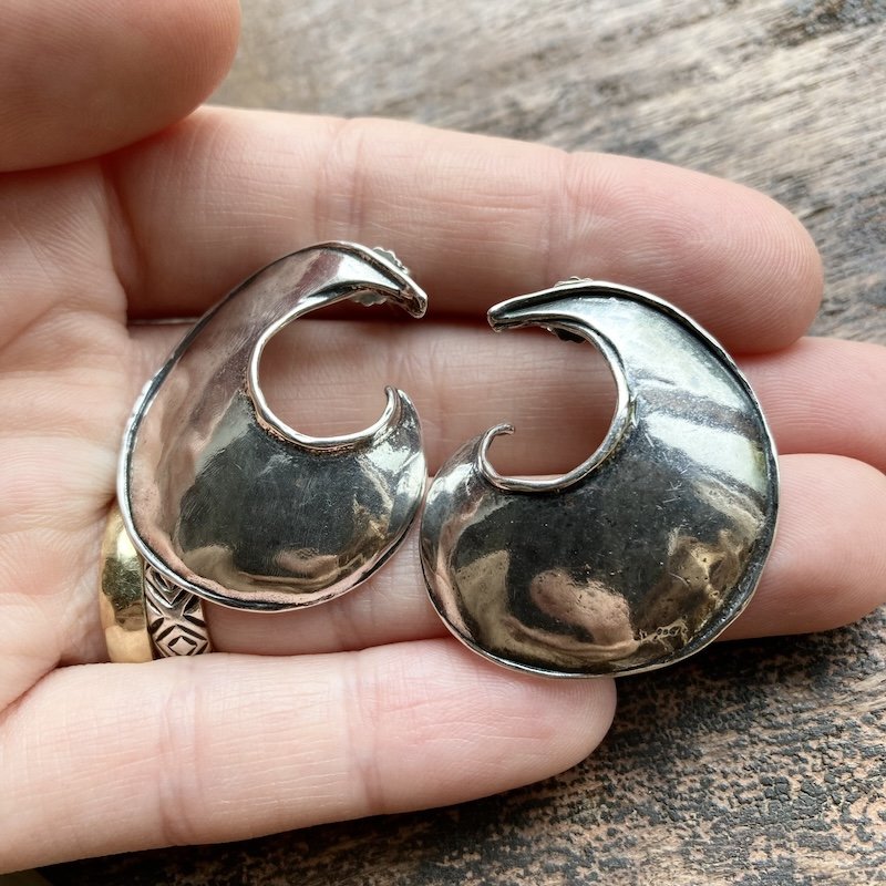 Amazing Large Funky Sterling Silver Earrings