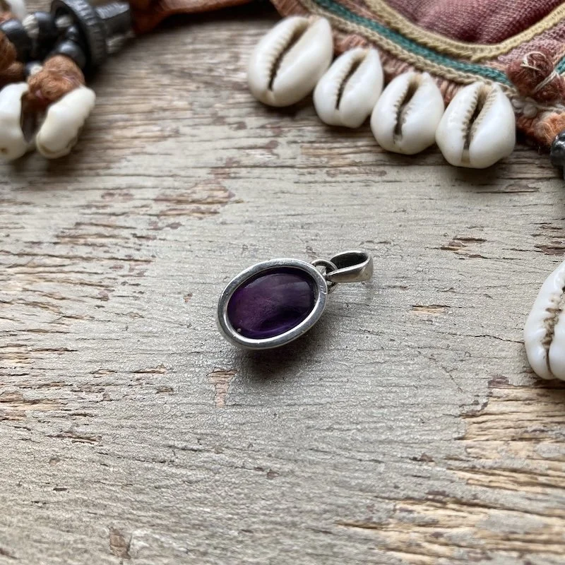 Lovely Sterling Silver Simple Amethyst Pendant