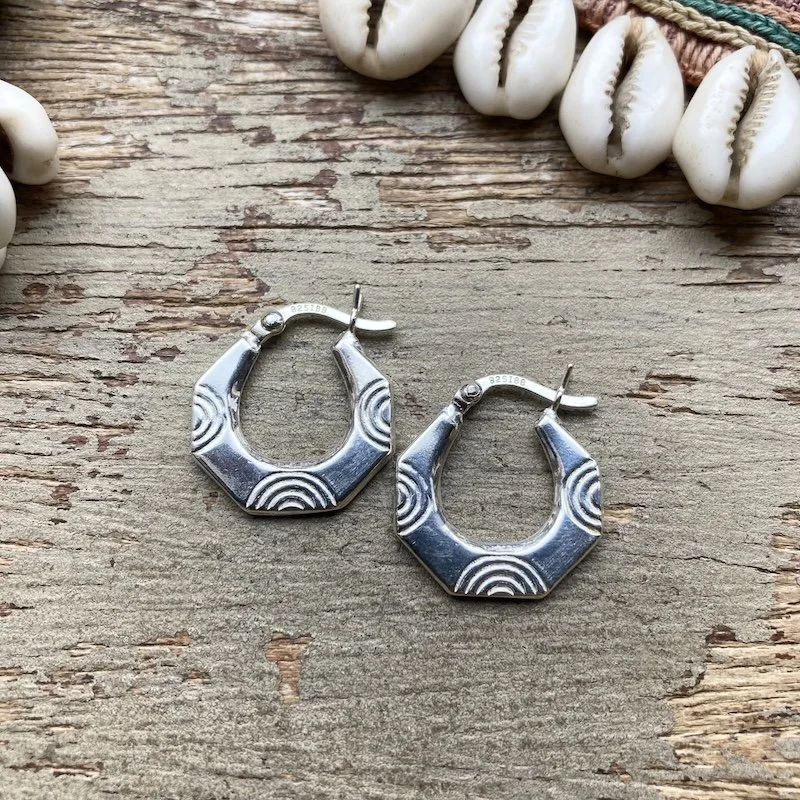 Funky Little Sterling Silver Octagonal Hoops