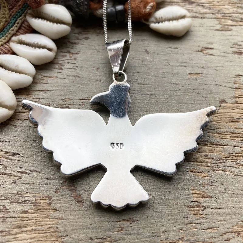 Peruvian 950 silver inlaid rainbow bird necklace 2.jpeg