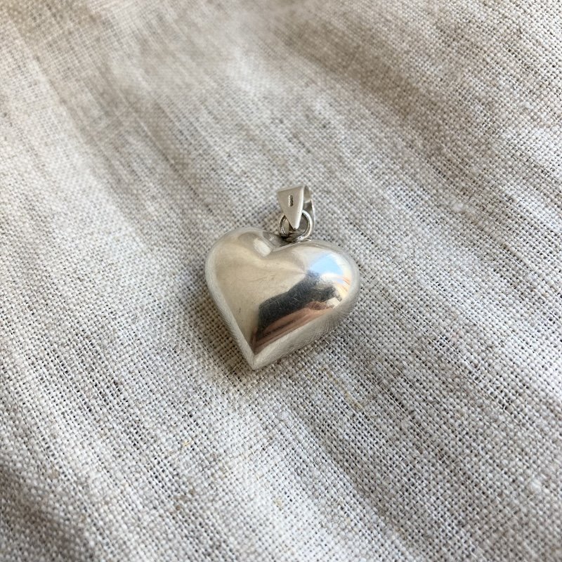 Pretty Vintage Sterling Silver Puffy Heart Pendant